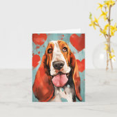 Carte Jour des Valentines de Basset Hound (Fleur jaune)