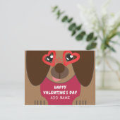 Carte Jour des Valentines personnalisées du chien mignon (Debout devant)