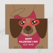 Carte Jour des Valentines personnalisées du chien mignon (Devant / Derrière)