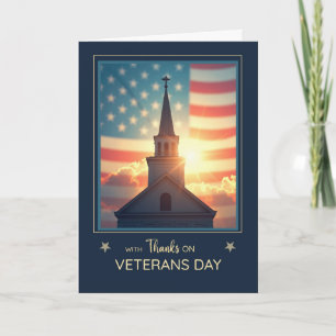 Carte Jour des vétérans Drapeau de clocher d'église reme