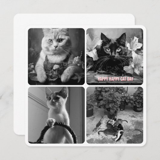 Carte jour du chat noir blanc (Devant / Derrière)