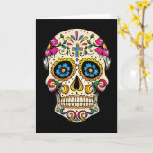 Carte Jour du crâne de sucre mort avec croix (Fleur jaune)