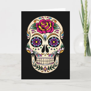 Carte Jour du crâne de sucre mort avec Rose