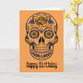 Carte Jour du crâne mexicain de l'anniversaire mort (Fleur jaune)