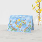 Carte JOUR DU JOUR 90e BLUE GINGHAM/FLOWERS (Fleur jaune)