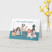 Carte Jour du patron du groupe Chiens amusants (Fleur jaune)