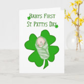 Carte Jour du St Patty du bébé première - bébé et (Fleur jaune)