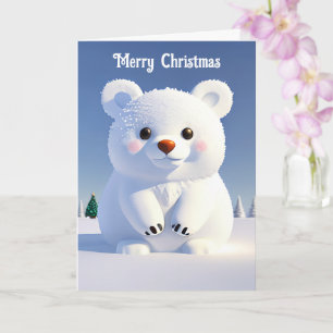 Carte Jour festif de Noël à l'ours polaire mignon