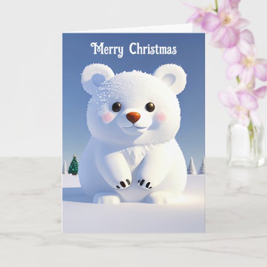 Carte Jour festif de Noël à l'ours polaire mignon (Orchidée)