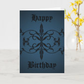 Carte Jour gothique bleu de fantaisie d'anniversaire à (Fleur jaune)