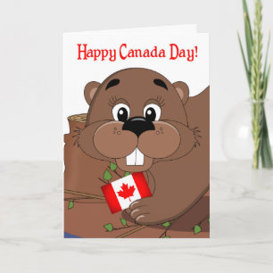 Carte Jour heureux du Canada avec le castor et le