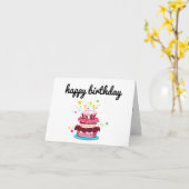 Carte Jour heureux minimaliste avec gâteau (Fleur jaune)