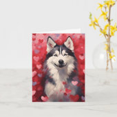 Carte Jour Husky Valentines (Fleur jaune)