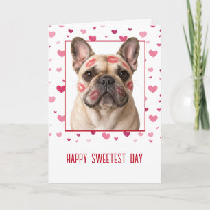 Carte Jour le plus doux Bouledogue français avec des bis