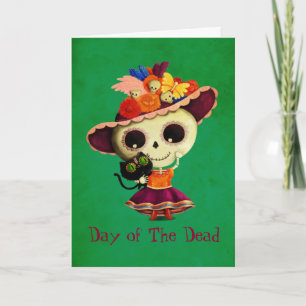 Carte Jour mexicain mignon de la fille morte