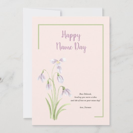 Carte Jour Nom Floral Snowdrop (Devant)
