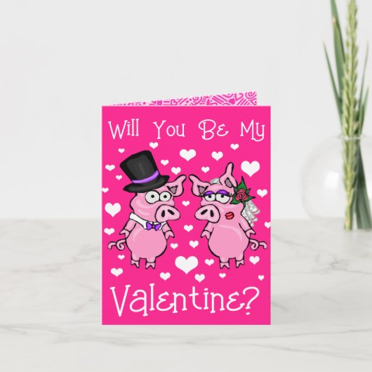Carte Jour Piggy Bride Et Groom Valentines (Devant)
