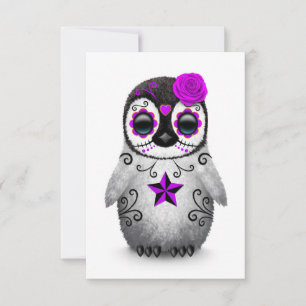 Carte Jour pourpre du crâne mordu de sucre Penguin blanc