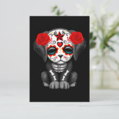 Carte Jour rouge mignon du chien chiot mort Noir (Debout devant)