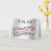 Carte Jour Valentines Argent et Rose à Femme (Fleur jaune)