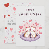 Carte Jour Valentines Couple Chat Cute (Devant / Derrière)