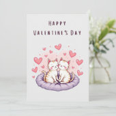 Carte Jour Valentines Couple Chat Cute (Debout devant)