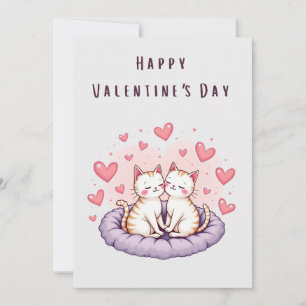 Carte Jour Valentines Couple Chat Cute