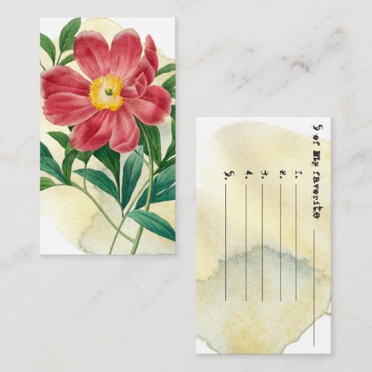 Carte Journal de l'invite d'écriture botanique vin (Devant / Derrière)