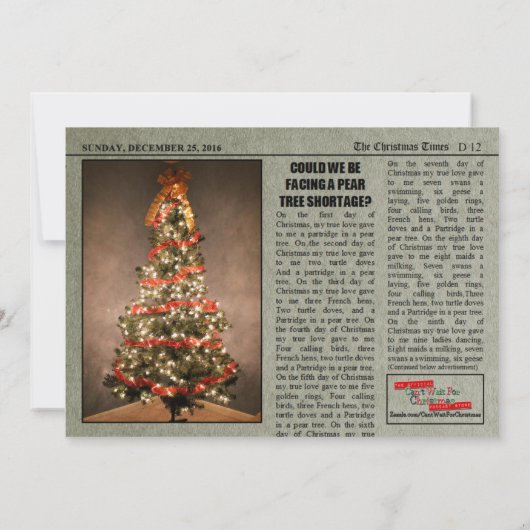 Carte Journal de Noël (Dos)