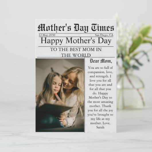 Carte Journal Unique Fun Photo Happy Mother's Day Card (Debout devant)