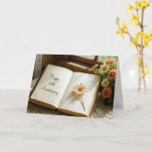 Carte Journal vintage ouvert 40e anniversaire (Fleur jaune)
