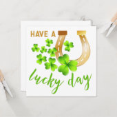 Carte Journée chanceuse // Saint-Patrick Shamrock (Devant/Arrière en situation)