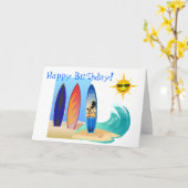 Carte Journée cool À La Plage Surf Surfboard Anniversair (Fleur jaune)