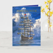 Carte Journée d'appréciation du pasteur, Navire avec de  (Fleur jaune)
