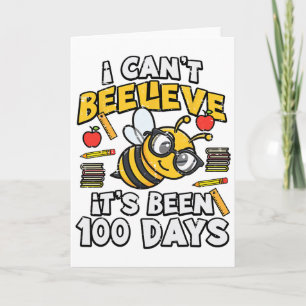 Carte Journée des 100 jours d'école abeille drôle 100ème