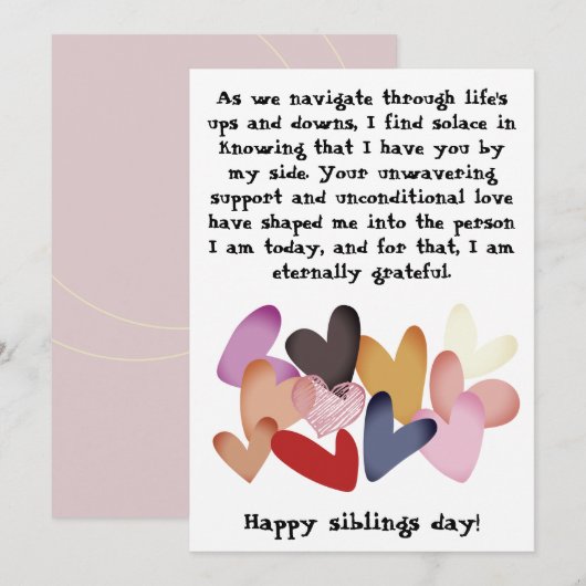 Carte Journée des frères et sœurs / Anniversaire Frères  (Devant / Derrière)