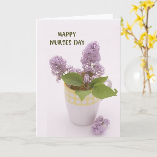 Carte Journée des infirmières avec Lilacs dans le vase d (Fleur jaune)