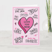 Carte Journée des mères de coeur rose Jouer Citations él (Devant)