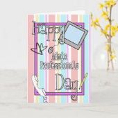 Carte Journée des professionnels admin avec les rayures  (Fleur jaune)