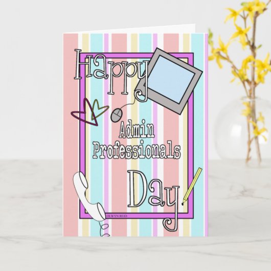 Carte Journée des professionnels admin avec les rayures (Fleur jaune)