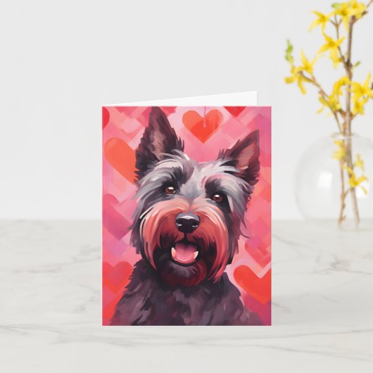 Carte Journée écossaise Terrier Valentines (Fleur jaune)