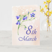 Carte Journée internationale de la femme, fleurs de bleu (Fleur jaune)