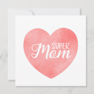 Carte Journée internationale de la mère, coeur rose supe