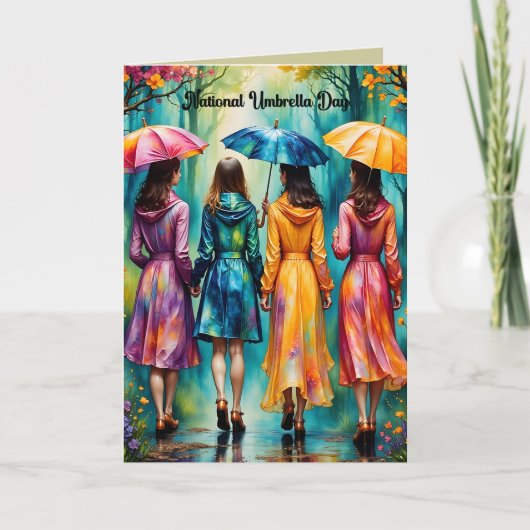 Carte Journée nationale des parapluies Quatre femmes (Devant)