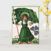 Carte Journée vintage de la Saint Patrick verte (Fleur jaune)