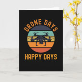 Carte Jours de drone Joyeux Jours Quadcopter Retro (Fleur jaune)