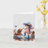 Carte Jours de pluie Dachshund (téléchargeable) (Fleur jaune)