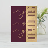 Carte Joy Elegant Gold Burgundy Parties scintillant Phot (Debout devant)