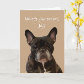 Carte Joy French Bulldog Joyeux anniversaire (Fleur jaune)