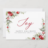 Carte Joy Happy Holidays Botanical Berry Greeting Card (Devant)